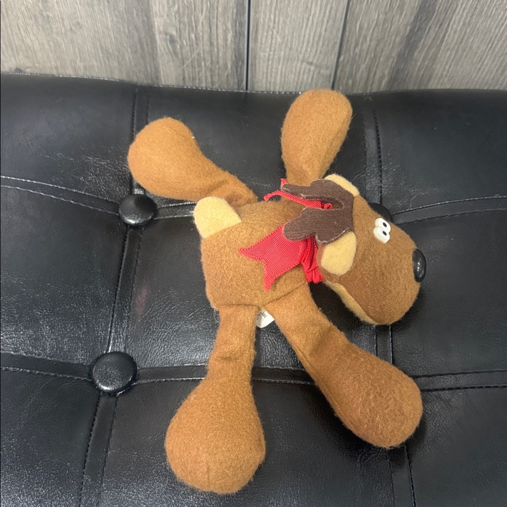 Retired Rodney Reindeer 1979 Hallmark Bean Bag Christmas Plush With Red Bow - Picture 2 of 5